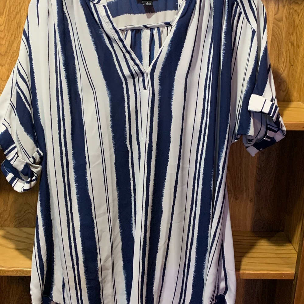 Blue and white blouse